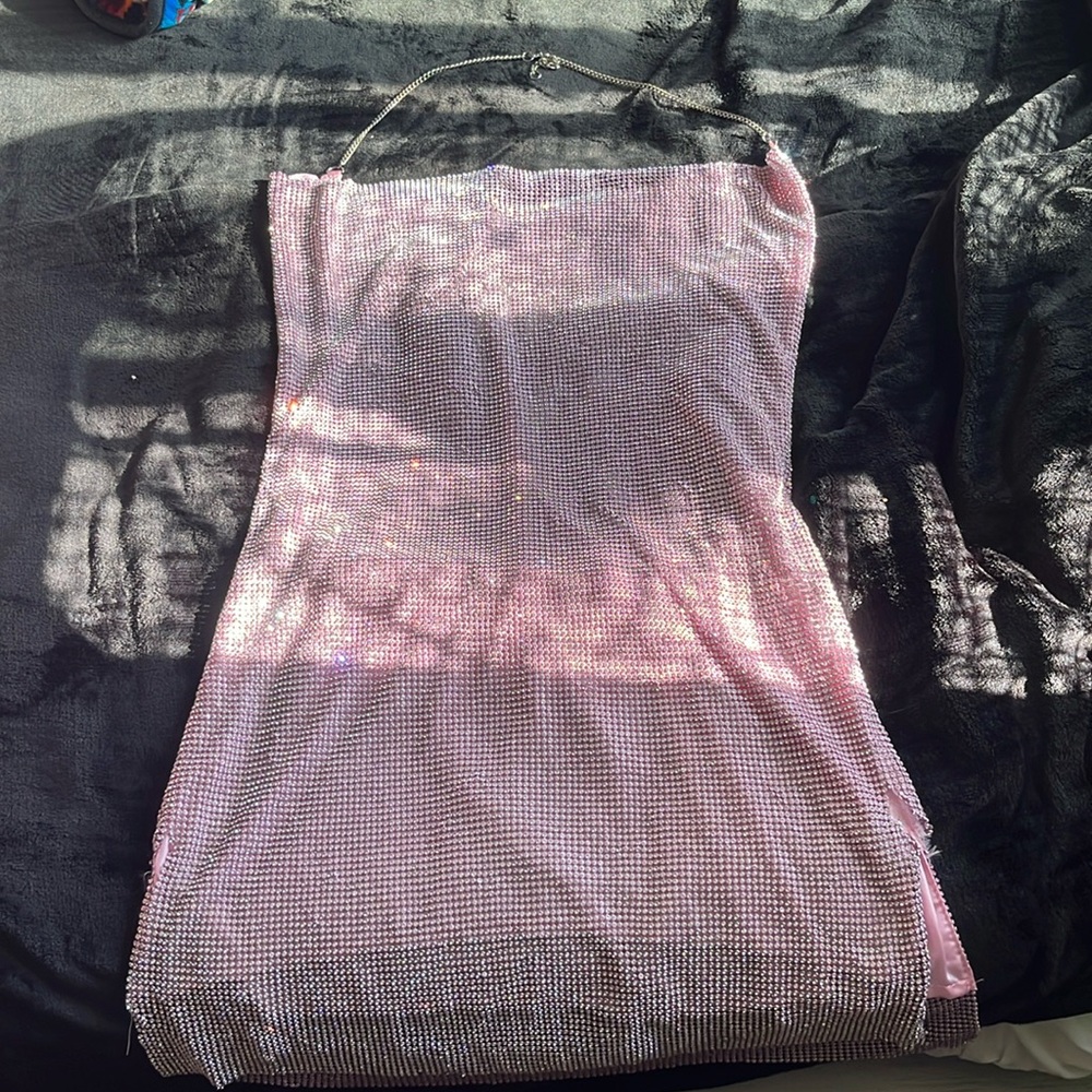 Pink dress size M chain diamond cover